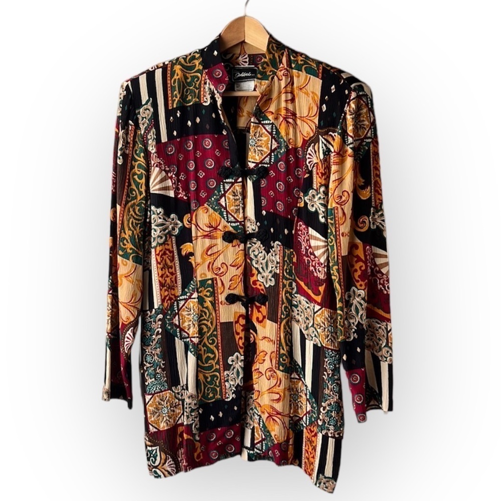 Jolibee Vintage Multicolored Creped Fabric Abstract Pattern Tunic Size 12